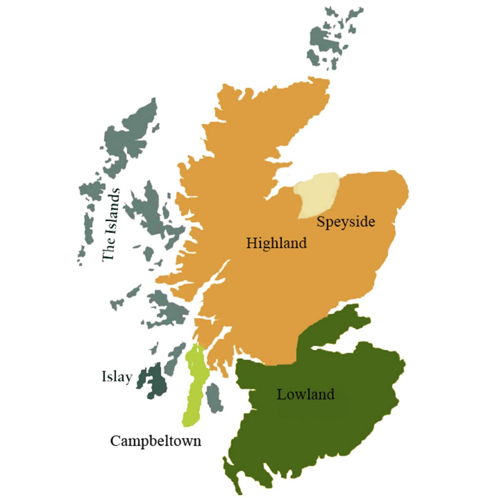 Карта регионов виски шотландия